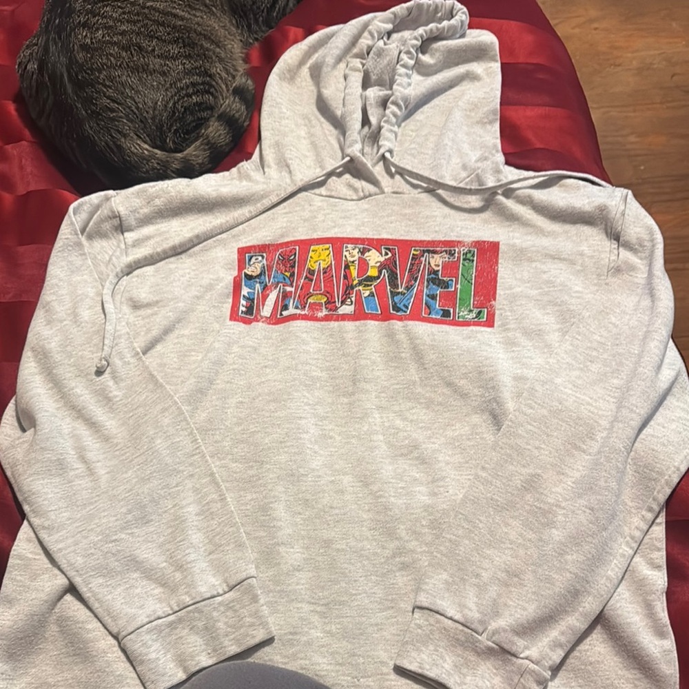 Marvel Gray Hoodie with Colorful Logo